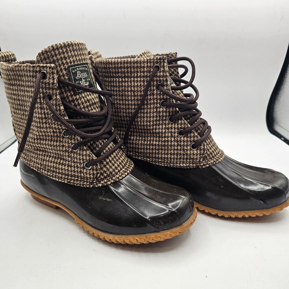 G.H. Bass & Co. Houndstooth Duck Boots – Size 8M – Waterproof Style